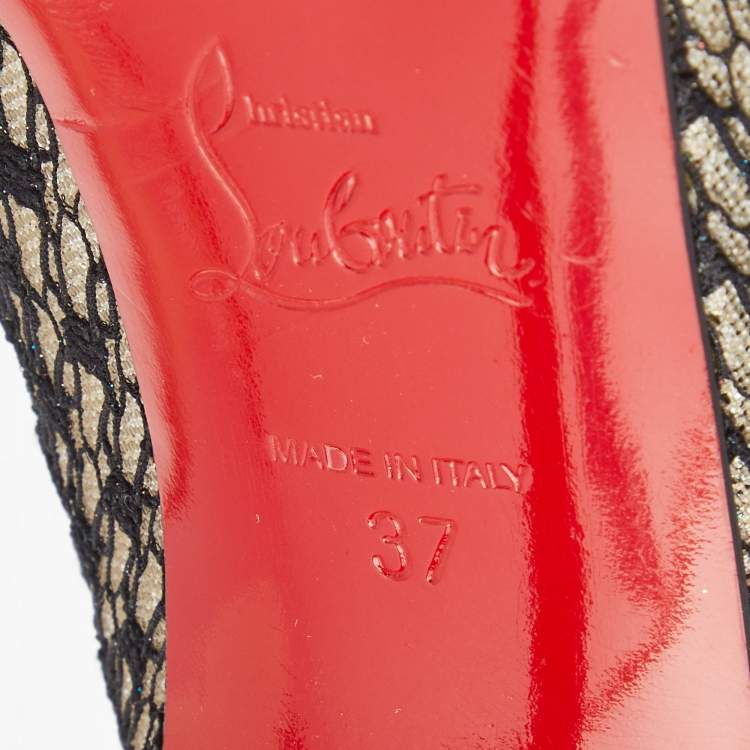 Pre Owned Christian Louboutin Multicolor Mesh and Lace Juliettra Ankle Boots Size 37