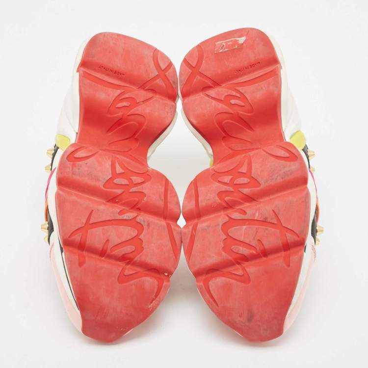Pre Owned Christian Louboutin Multicolor Neoprene and Leather 123 Run Rainbow Sneakers Size 37