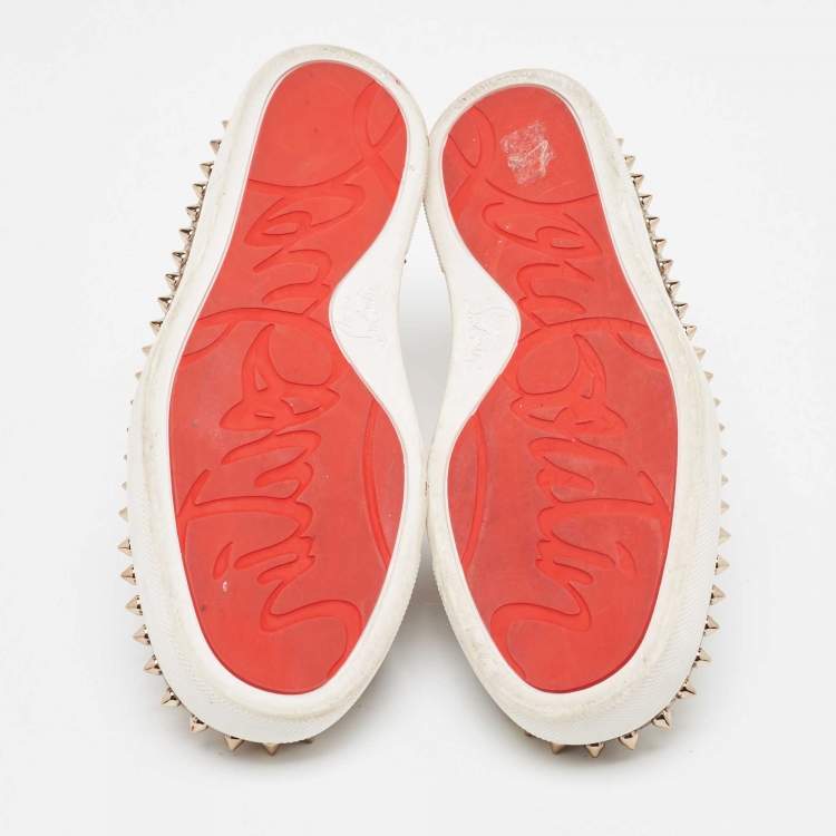 Pre Owned Christian Louboutin Two Tone Python Print Glitter Pik Boat Sneakers Size 38