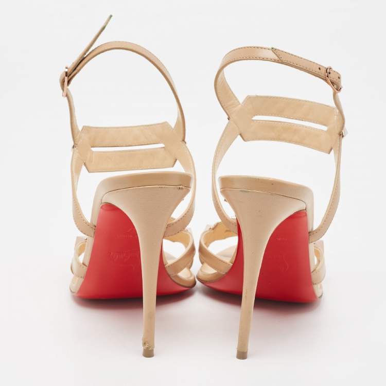 Pre Owned Christian Louboutin Beige Leather Galerietta Sandals Size 37