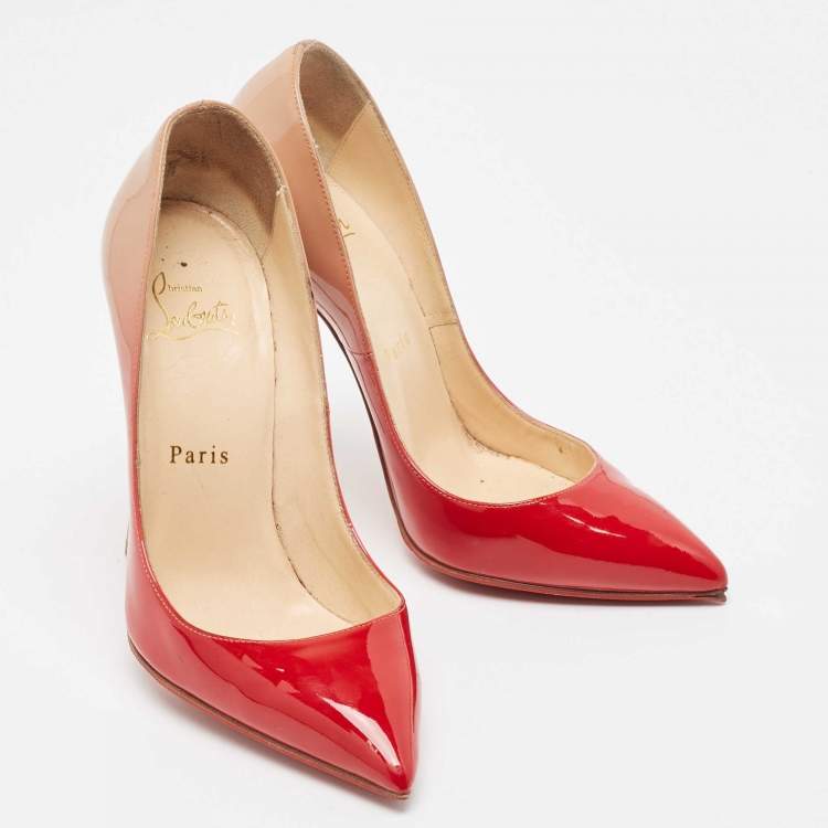 Pre Owned Christian Louboutin Red/Beige Ombre Patent Leather So Kate Pumps Size 36
