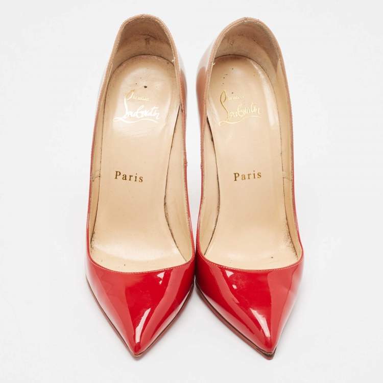 Pre Owned Christian Louboutin Red/Beige Ombre Patent Leather So Kate Pumps Size 36