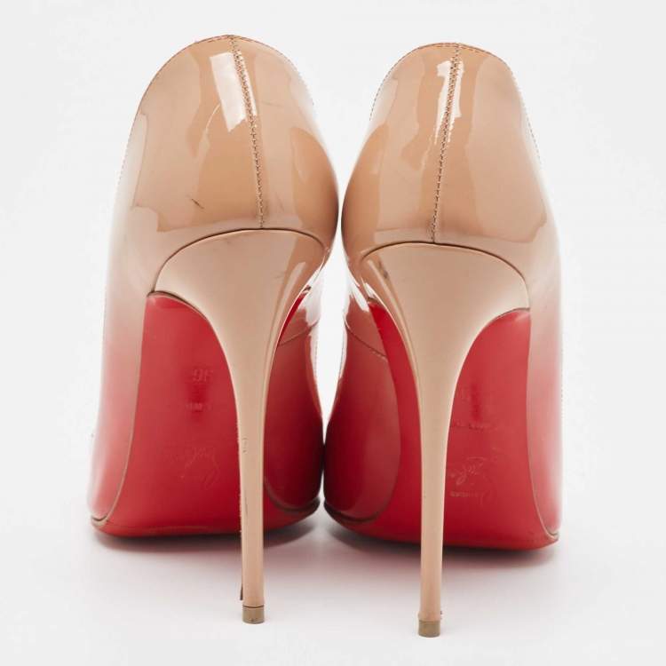 Pre Owned Christian Louboutin Red/Beige Ombre Patent Leather So Kate Pumps Size 36