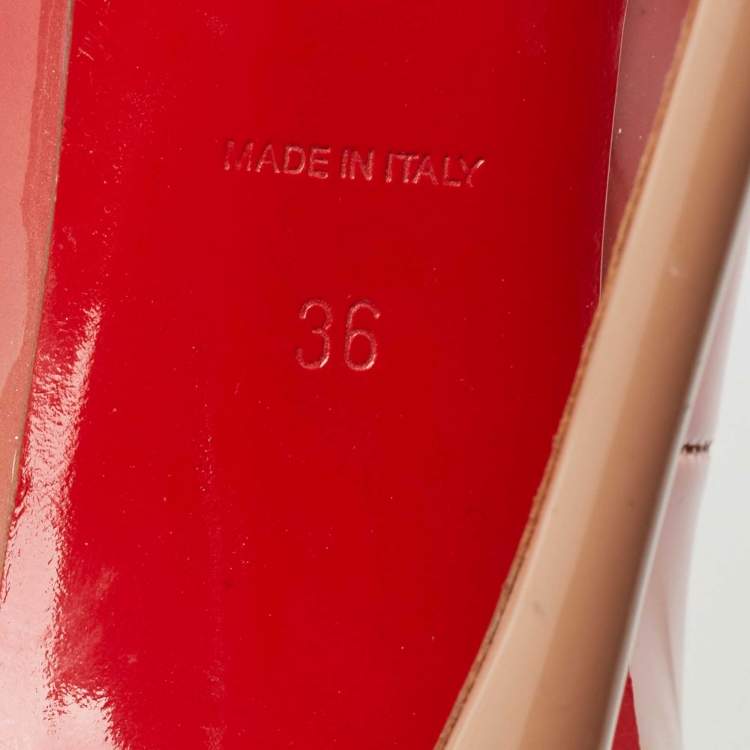 Pre Owned Christian Louboutin Red/Beige Ombre Patent Leather So Kate Pumps Size 36