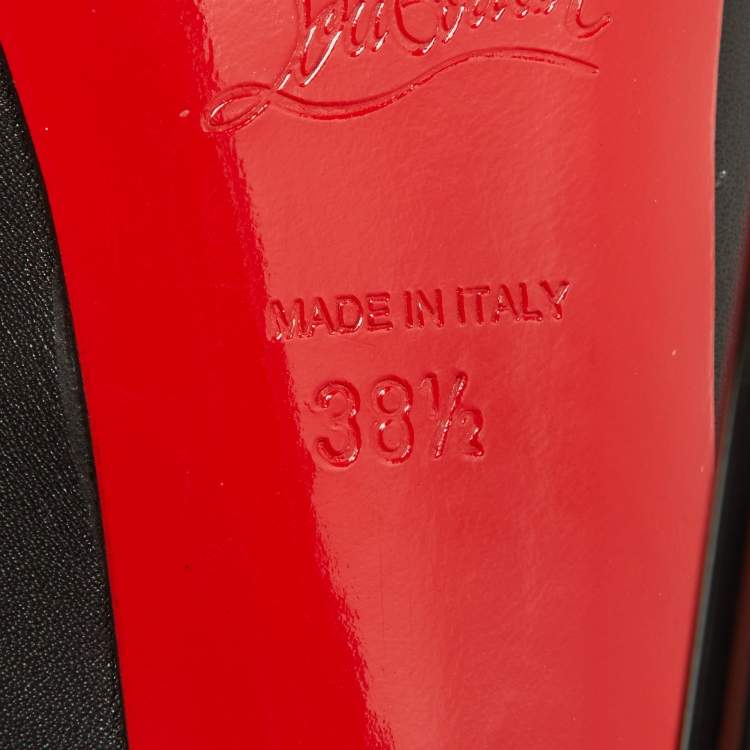 Pre Owned Christian Louboutin Black Leather Miss Fast Plato Platform Ankle Booties Size 38.5