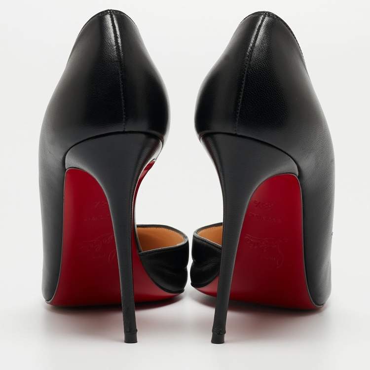 Pre Owned Christian Louboutin Black Leather Iriza Pumps Size 38.5