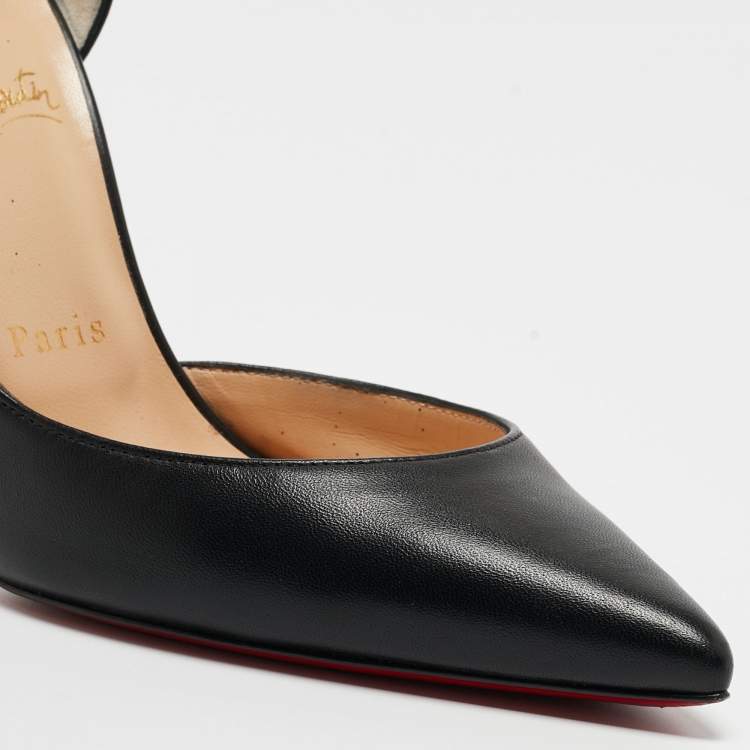 Pre Owned Christian Louboutin Black Leather Iriza Pumps Size 38.5