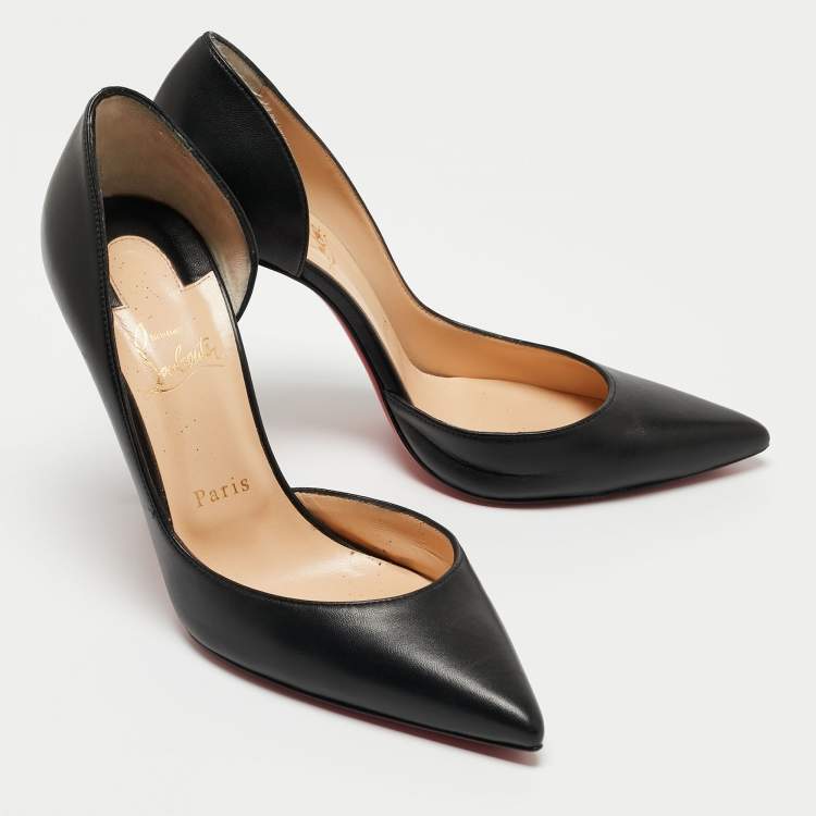 Pre Owned Christian Louboutin Black Leather Iriza Pumps Size 38.5