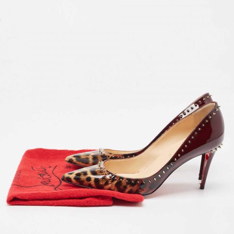 Pre Owned Christian Louboutin Tricolor Ombre Leopard Print Patent Leather Anjalina Pumps Size 39.5