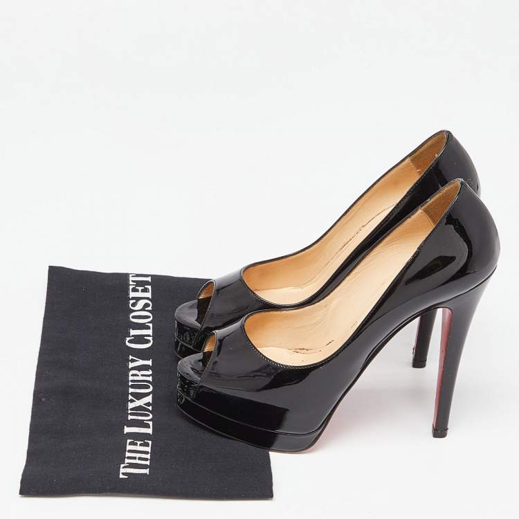 Pre Owned Christian Louboutin Black Patent Leather Altadama Pumps Size 36.5