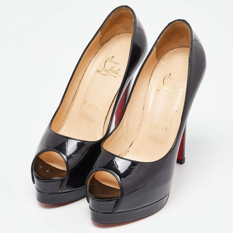 Pre Owned Christian Louboutin Black Patent Leather Altadama Pumps Size 36.5