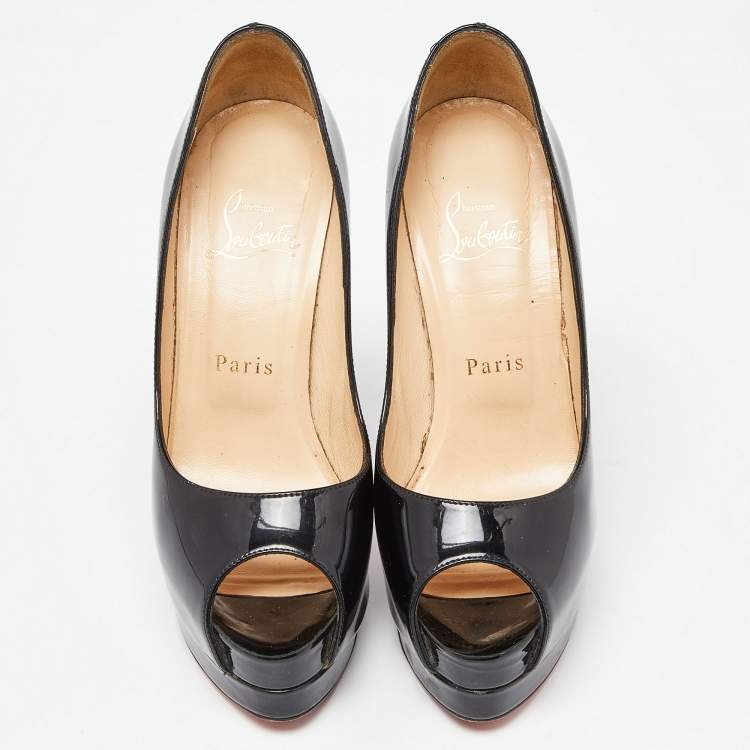 Pre Owned Christian Louboutin Black Patent Leather Altadama Pumps Size 36.5