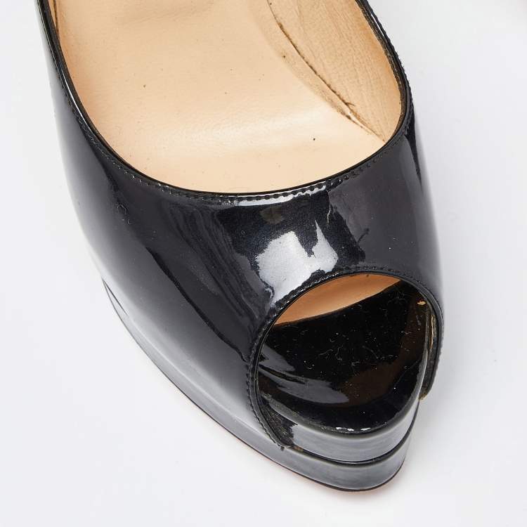 Pre Owned Christian Louboutin Black Patent Leather Altadama Pumps Size 36.5