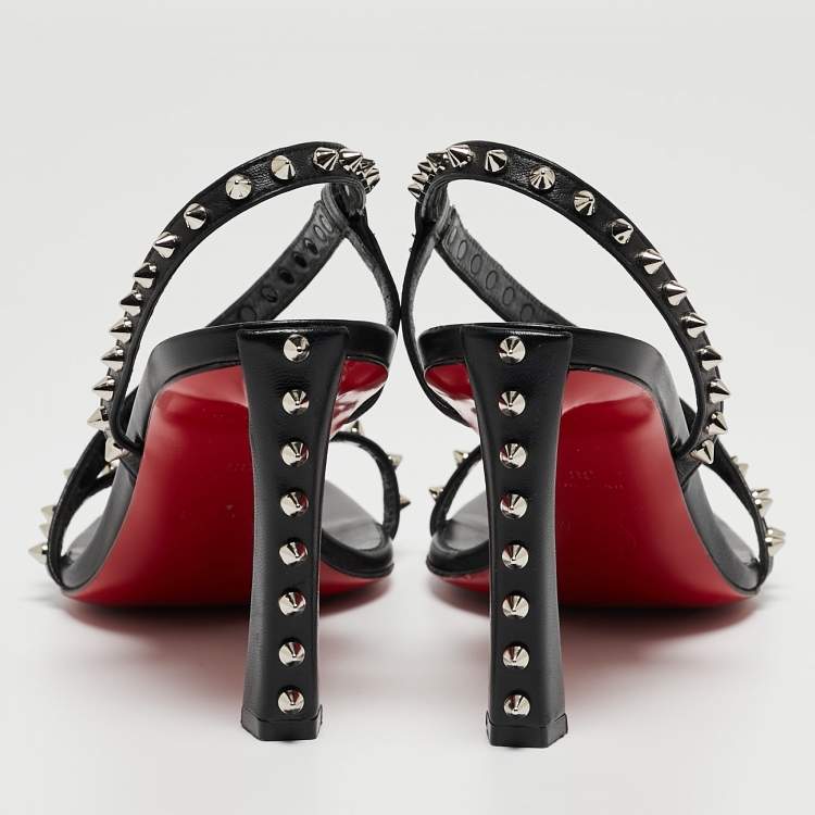 Pre Owned Christian Louboutin Black Leather Rosa Condorapik Sandals Size 38