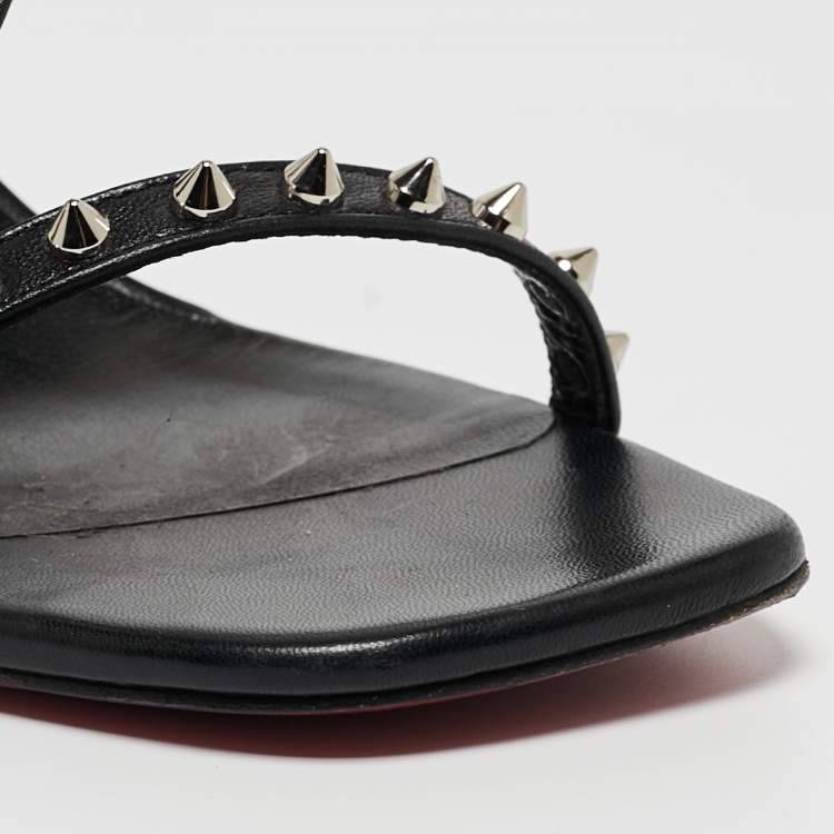 Pre Owned Christian Louboutin Black Leather Rosa Condorapik Sandals Size 38