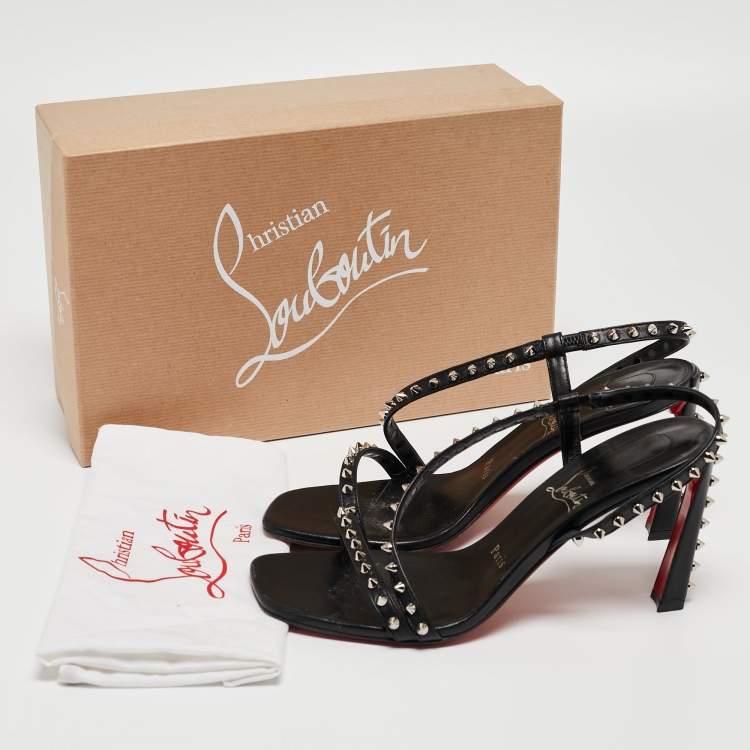Pre Owned Christian Louboutin Black Leather Rosa Condorapik Sandals Size 38