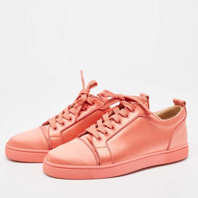 Christian Louboutin Pink Satin Louis Junior Orlato Low Top