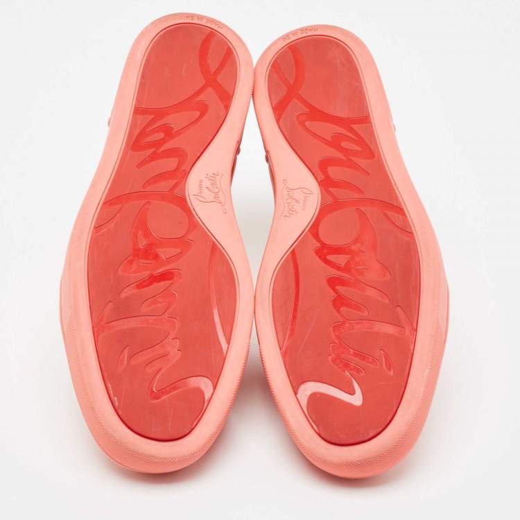 Pre Owned Christian Louboutin Pink Satin Louis Junior Orlato Low Top Sneakers Size 43.5