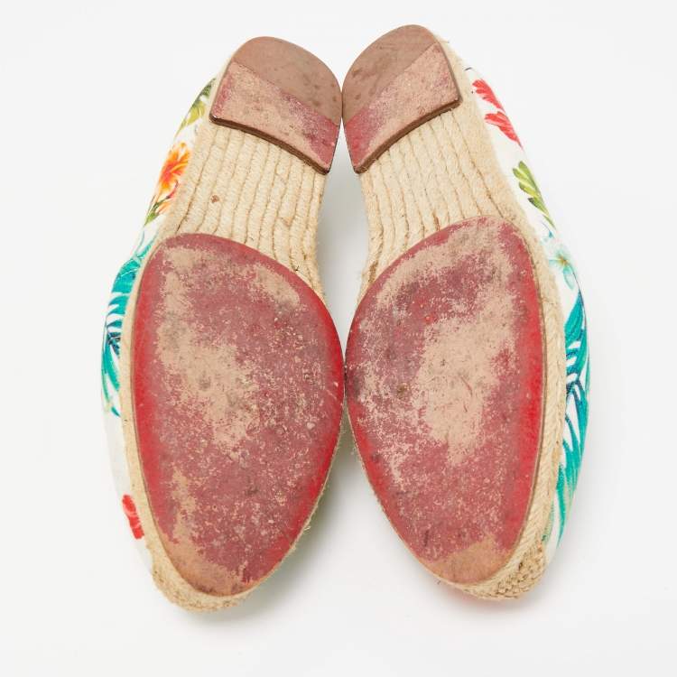 Pre Owned Christian Louboutin Multicolor Canvas Gala Espadrille  Flats Size 38