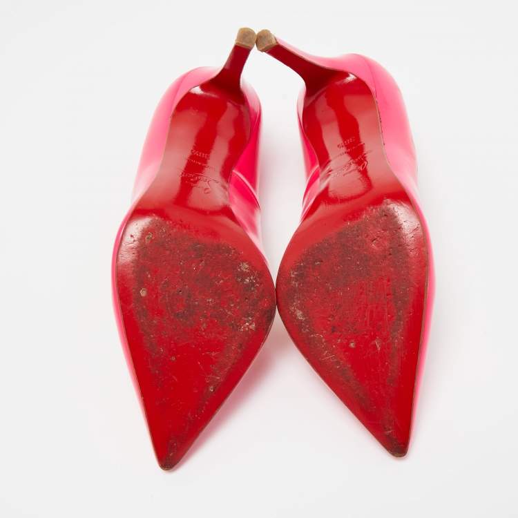 Pre Owned Christian Louboutin Pink Leather So Kate Pointed Toe Pumps Size 38.5