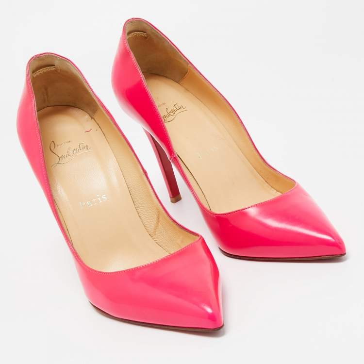Pre Owned Christian Louboutin Pink Leather So Kate Pointed Toe Pumps Size 38.5