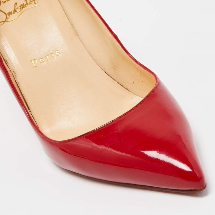 Pre Owned Christian Louboutin Red Patent Leather Pigalle Pointed Toe Pumps Size 38