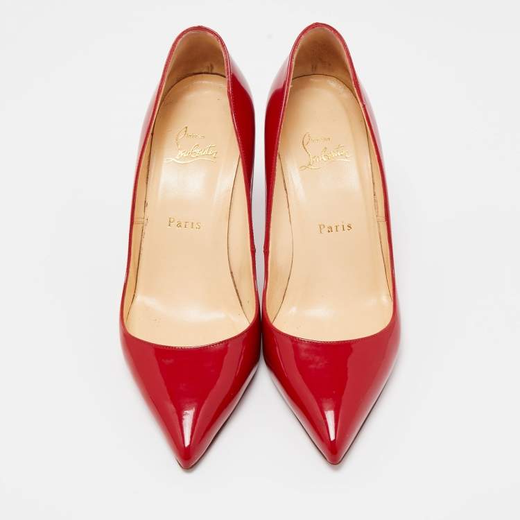 Pre Owned Christian Louboutin Red Patent Leather Pigalle Pointed Toe Pumps Size 38