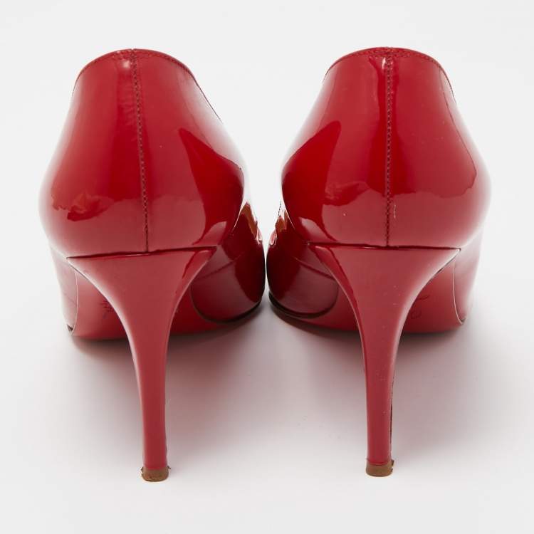 Pre Owned Christian Louboutin Red Patent Leather Pigalle Pointed Toe Pumps Size 38