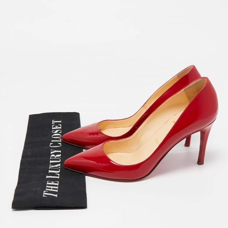 Pre Owned Christian Louboutin Red Patent Leather Pigalle Pointed Toe Pumps Size 38