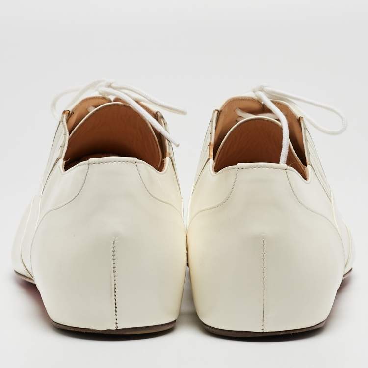 Pre Owned Christian Louboutin Cream Leather Oxfords Size 40