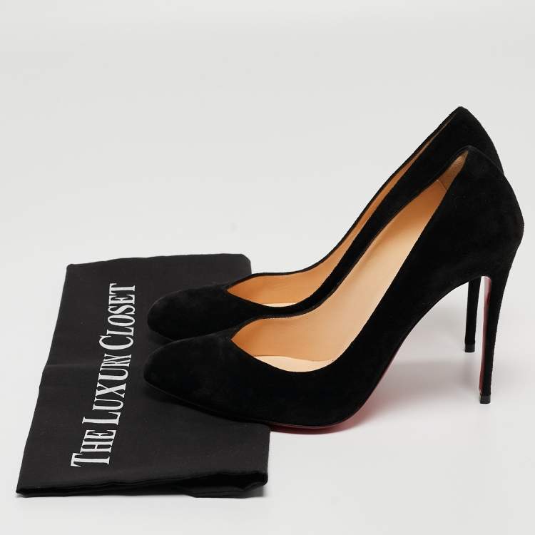 Pre Owned Christian Louboutin Black Suede Pointed Toe Pumps Size 38.5