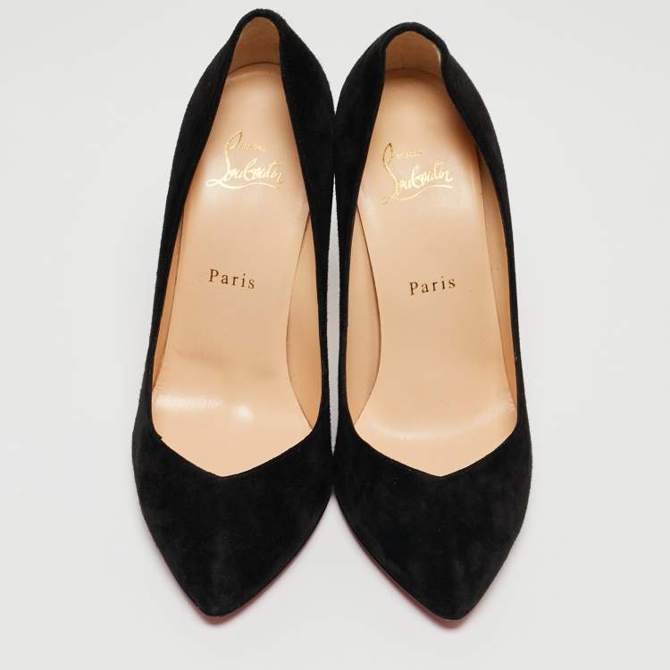 Pre Owned Christian Louboutin Black Suede Pointed Toe Pumps Size 38.5