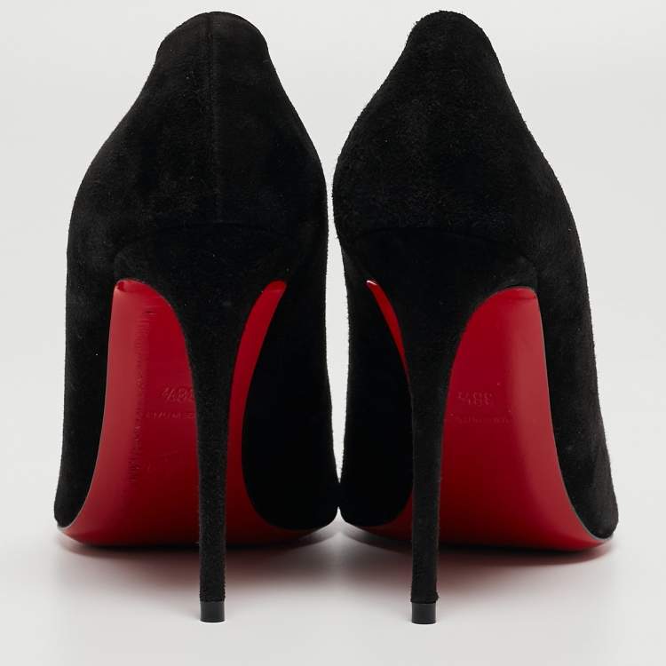 Pre Owned Christian Louboutin Black Suede Pointed Toe Pumps Size 38.5