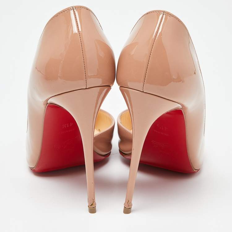 Pre Owned Christian Louboutin Beige Patent Leather Iriza Pumps Size 41.5