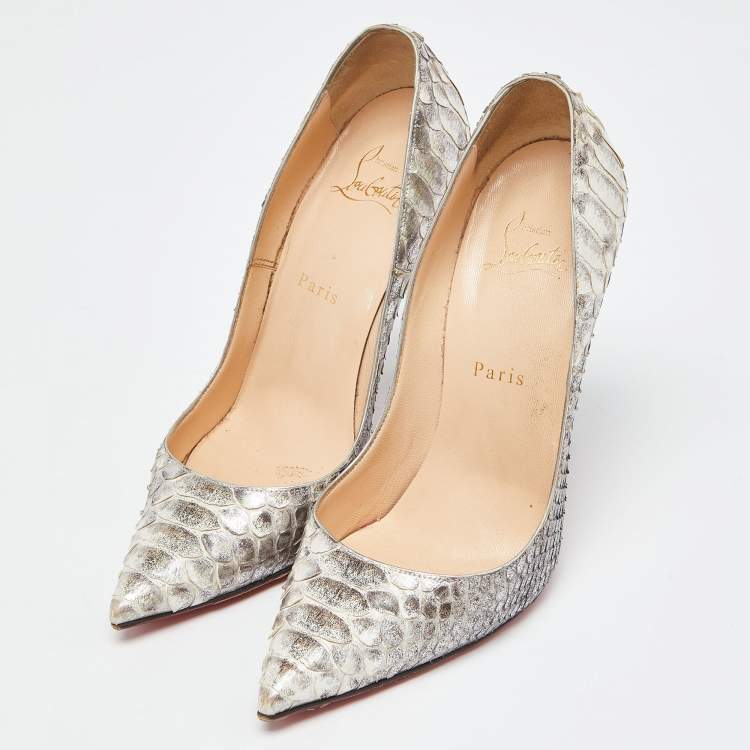 Christian Louboutin Silver Python So Kate Pumps Size 38.5