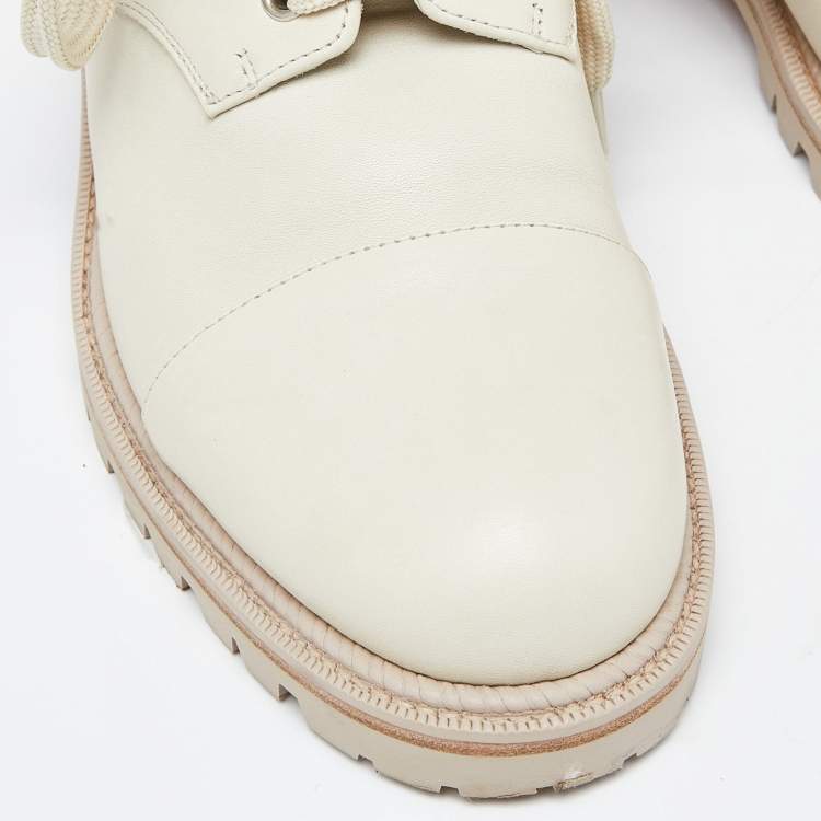 Pre Owned Christian Louboutin Pale Green Leather Spike Ankle Boots Size 38