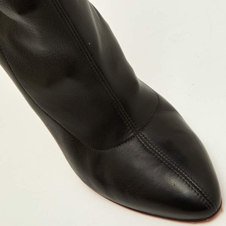Pre Owned Christian Louboutin Black Leather Thigh High Boots Size 38