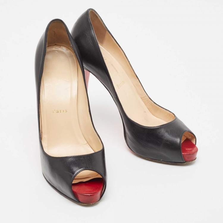 Pre Owned Christian Louboutin Black Leather Very Prive Pumps Size 40