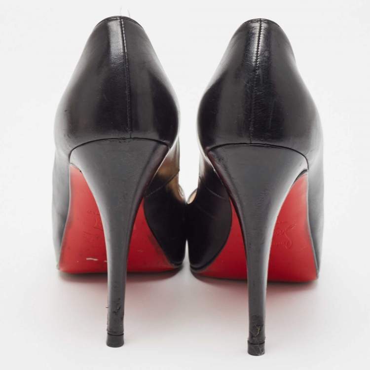 Pre Owned Christian Louboutin Black Leather Very Prive Pumps Size 40
