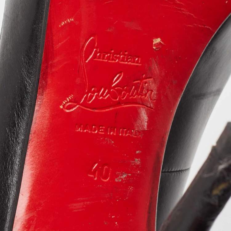 Pre Owned Christian Louboutin Black Leather Very Prive Pumps Size 40