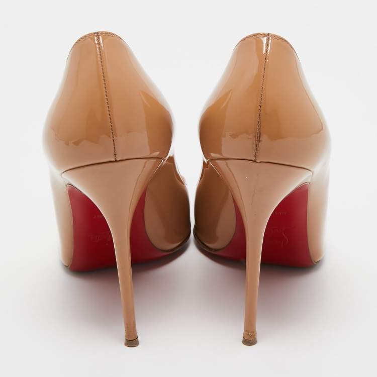Pre Owned Christian Louboutin Beige Patent Leather So Kate Pumps Size 39
