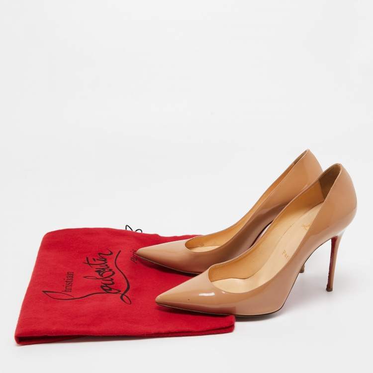 Pre Owned Christian Louboutin Beige Patent Leather So Kate Pumps Size 39
