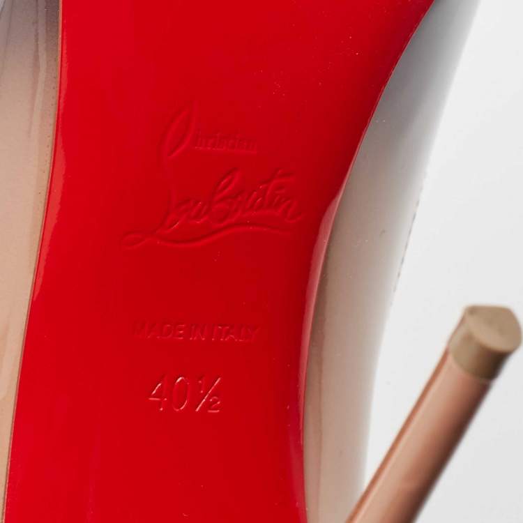 Pre Owned Christian Louboutin Beige/Black Patent Kate Pumps Size 40.5