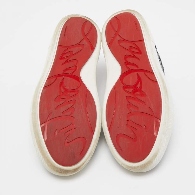 Pre Owned Christian Louboutin Black Croc Embossed Leather  Vierissima Low Top Sneakers Size 36