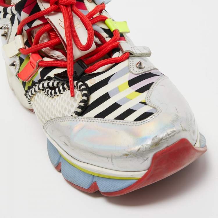 Pre Owned Christian Louboutin Multicolor Leather and Mesh Runner Sneakers Size 40