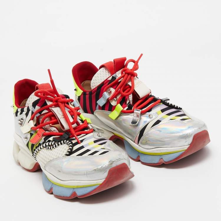 Pre Owned Christian Louboutin Multicolor Leather and Mesh Runner Sneakers Size 40