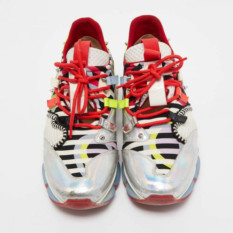 Pre Owned Christian Louboutin Multicolor Leather and Mesh Runner Sneakers Size 40