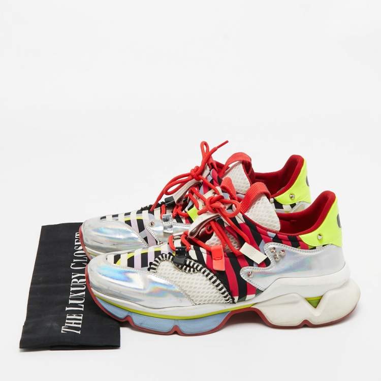 Pre Owned Christian Louboutin Multicolor Leather and Mesh Runner Sneakers Size 40