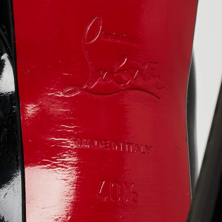 Pre Owned Christian Louboutin Black Patent Leather Lady Peep Pumps Size 40.5
