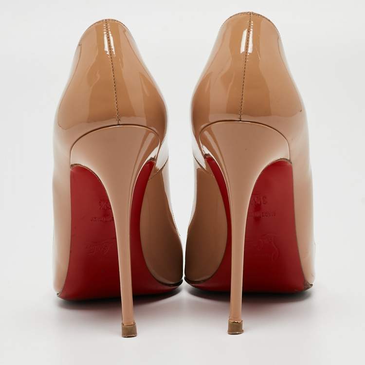 Pre Owned Christian Louboutin Beige Patent Leather So Kate Pumps Size 35.5